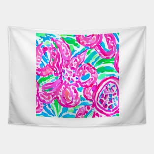 Preppy anstract floral in pink and green Tapestry