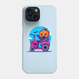 Cute Pumpkin Vampire Driving Tractor Cartoon Phone Case