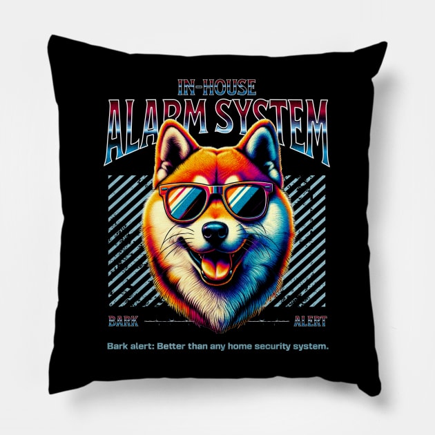 Bark Alert Shiba Inu Dog Pillow by Miami Neon Designs