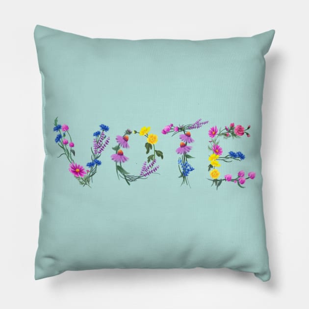 Vote (Wildflowers) Pillow by Star Sandwich