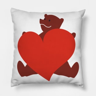 Teddy Bear & Heart Pillow