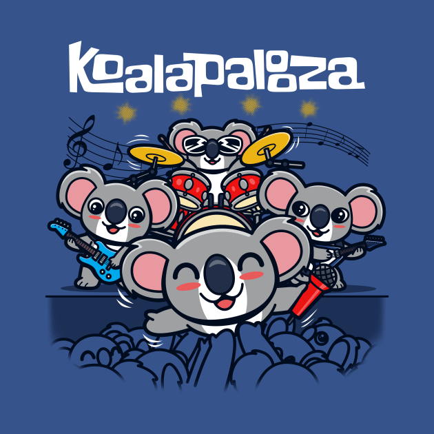 Cute Funny Kawaii Koala Band Concert Festival Loolapalooza Cartoon by Originals By Boggs