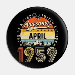 Awesome Since April 1959 Vintage 64th Birthday Pin