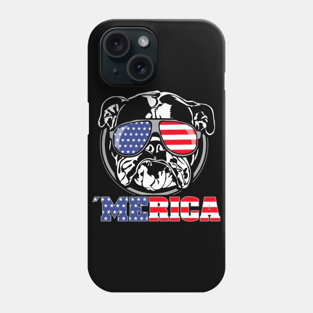 Merica English Bulldog American Flag sunglasses patriotic dog Phone Case by wilsigns