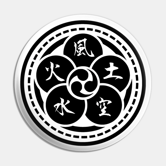 The Book of Five Rings (Crest) Miyamoto Musashi  (BLACK) Pin by Rules of the mind