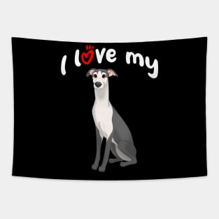 I Love My Black & White Whippet Dog Tapestry