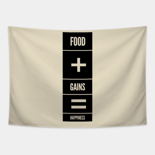 Food + Gains = Happiness Tapestry by hozarius