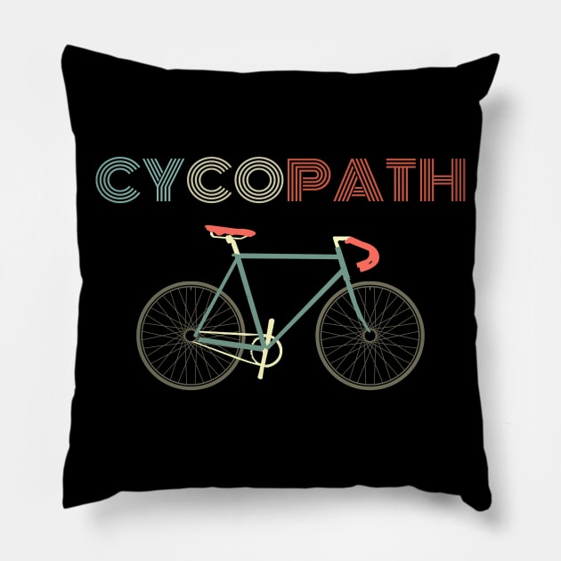 Retro Vintage Cycopath Fixed Gear Graphic Illustration Pillow by StreetDesigns