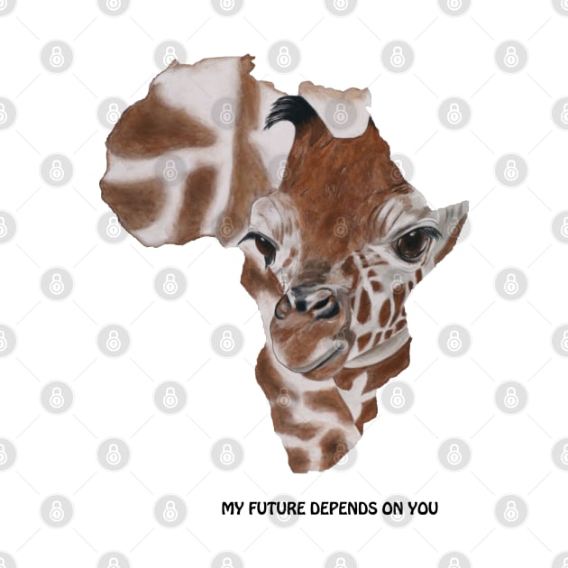 Giraffe my future depends on you by zelmifineart