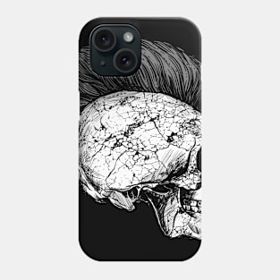 Skeleton skull with iro hairstyle in gray Phone Case