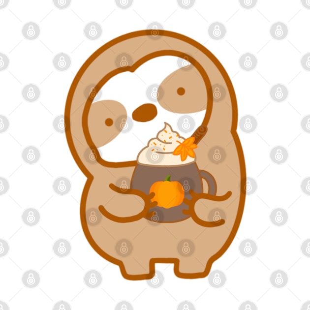 Cute Pumpkin Spice Latte Sloth by theslothinme