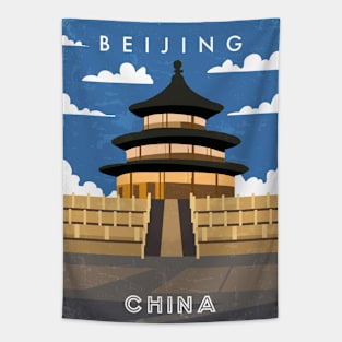 Beijing, China. Retro travel poster Tapestry