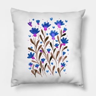 Forget me not flowers - blue and pink Pillow