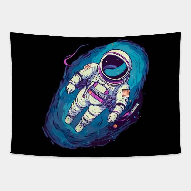 Adventurous Astronaut Floating in Space - Unique Space Exploration Design Tapestry by PlutoOrigins