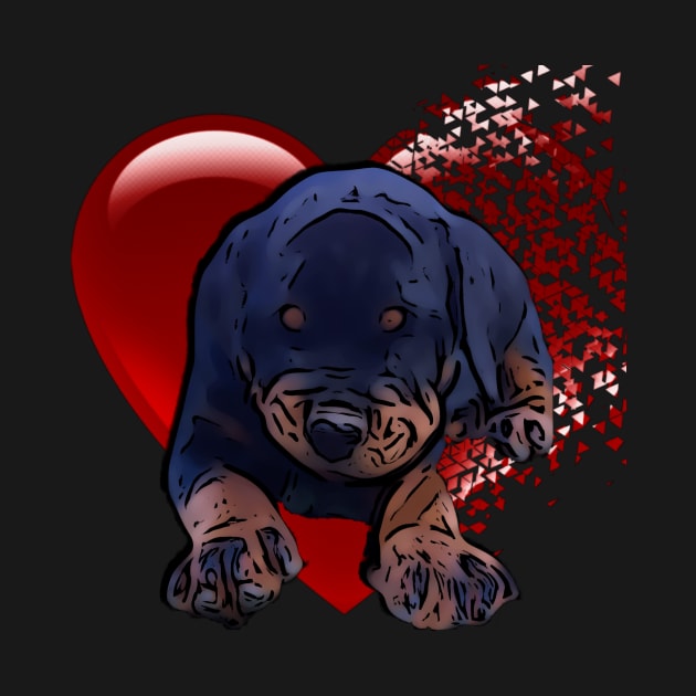 Rottweiler puppy and heart by Freedomink