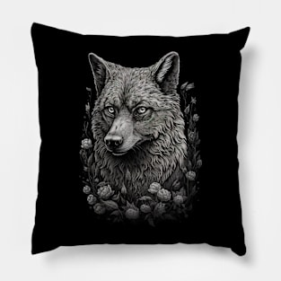 Dark Wolf Cottagecore Pillow