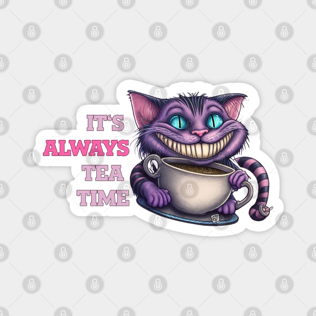 It's Always Tea Time - Cheshire Cat Magnet by nonbeenarydesigns