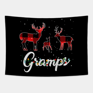 Gramps Reindeer Plaid Pajama Shirt Family Christmas Tapestry