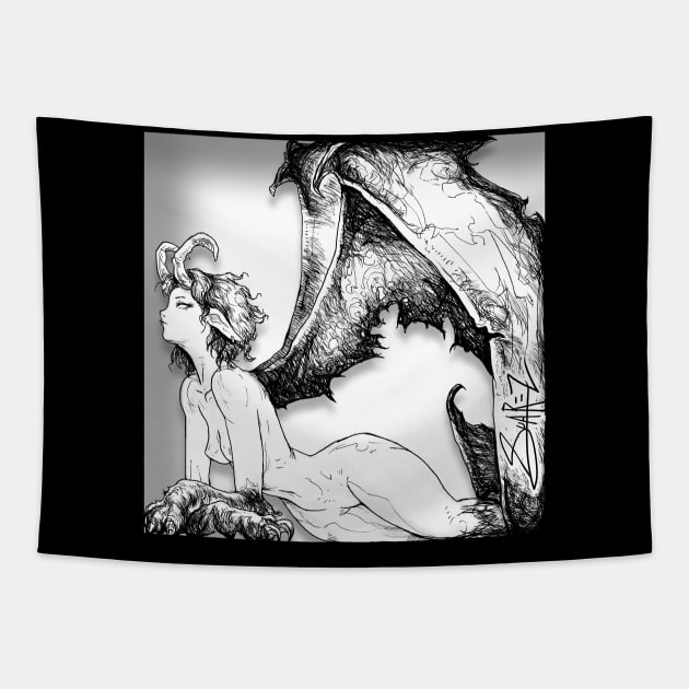 Harpy / Shadow Box Tapestry by SuarezArt