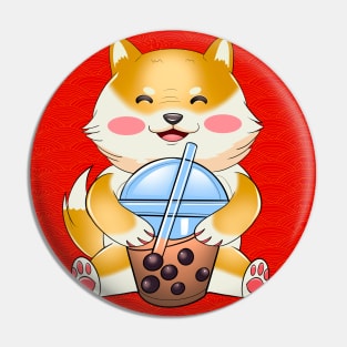 Shiba inu drink boba Pin