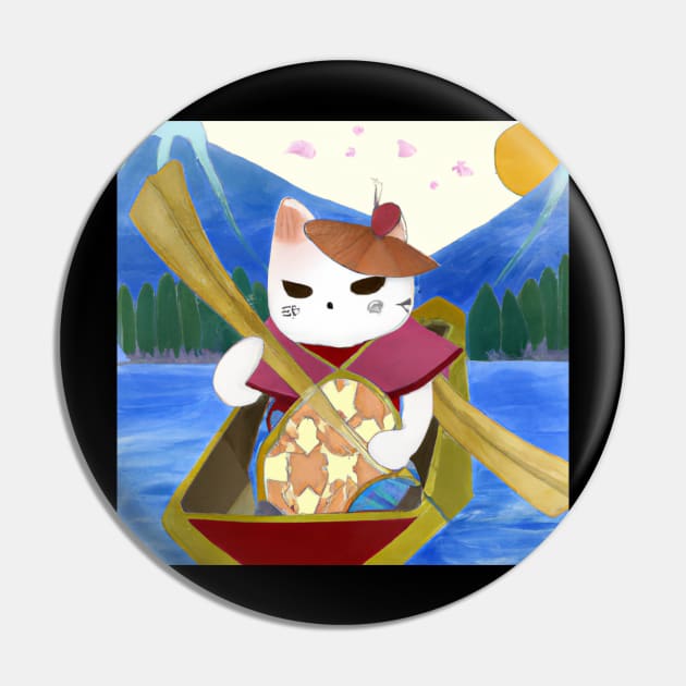 Ukiyo-e cat in canoe Pin by DadOfMo Designs