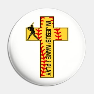 Softball In Jesus Name I Pray Christian Cross Faith Batter Pin