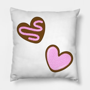 Valentines Day Pink Frosted Heart Cookies with Sprinkles Doodle, made by EndlessEmporium Pillow