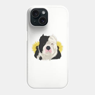 Black Pied American Bully with Sunflowers Phone Case