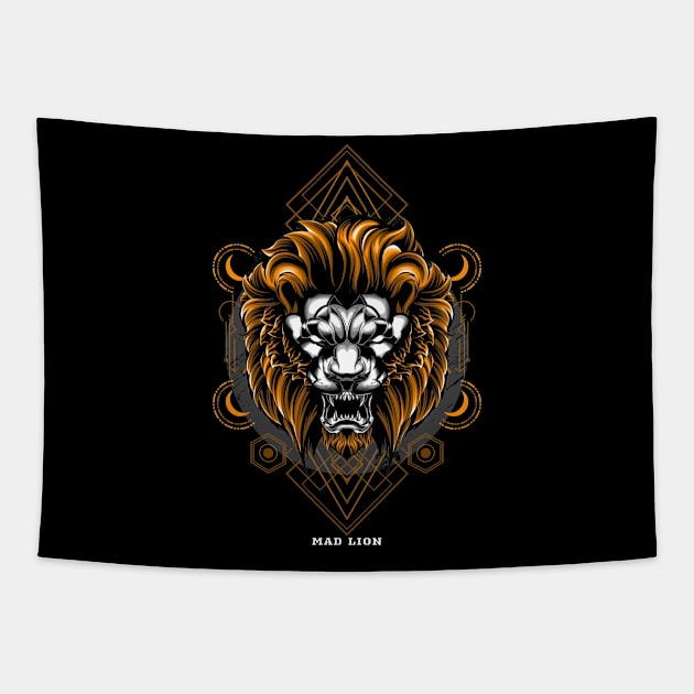 Mad lion Tapestry by Milon store