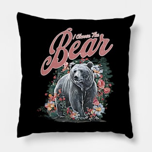 I Choose the Bear, Team Bear, Bear vs. man, Women's Rights Shirt, Feminist, Meme Shirt, Floral Bear. Pillow