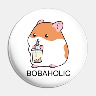Squishy Bobaholic Hamster Loves Boba Pin