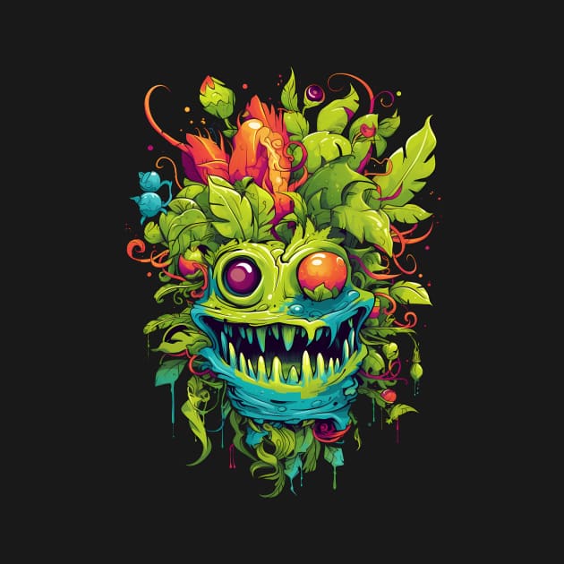 Colorful acid plant monster funny horror by KATTTYKATTT