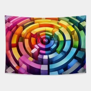 Psychedelic looking abstract illustration of blocks Tapestry