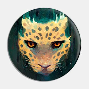 Abstract Jaguar with teal coloring Pin