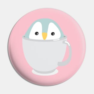 Kawaii Cute Baby Penguin in a Cup Kid Design Pin