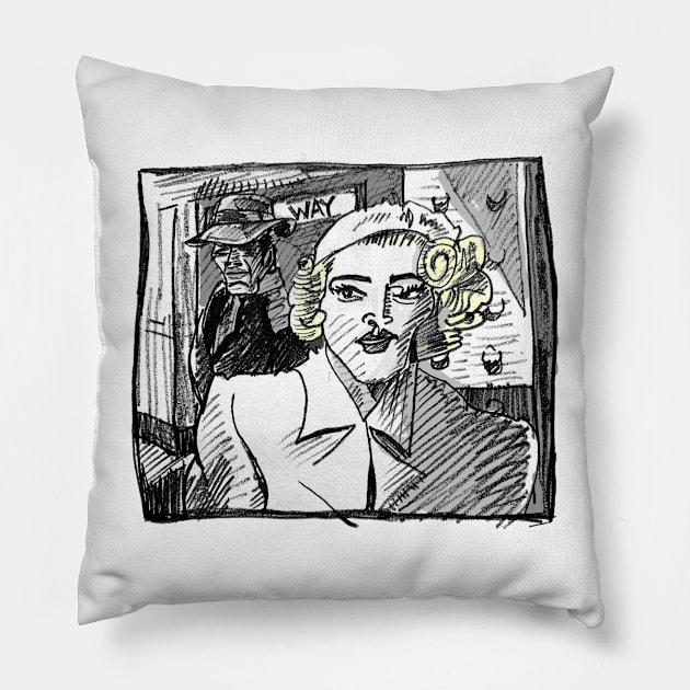 Noir Bus Station Pillow by SPINADELIC