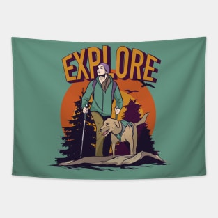 Explore | Hiker with Yellow Lab Tapestry