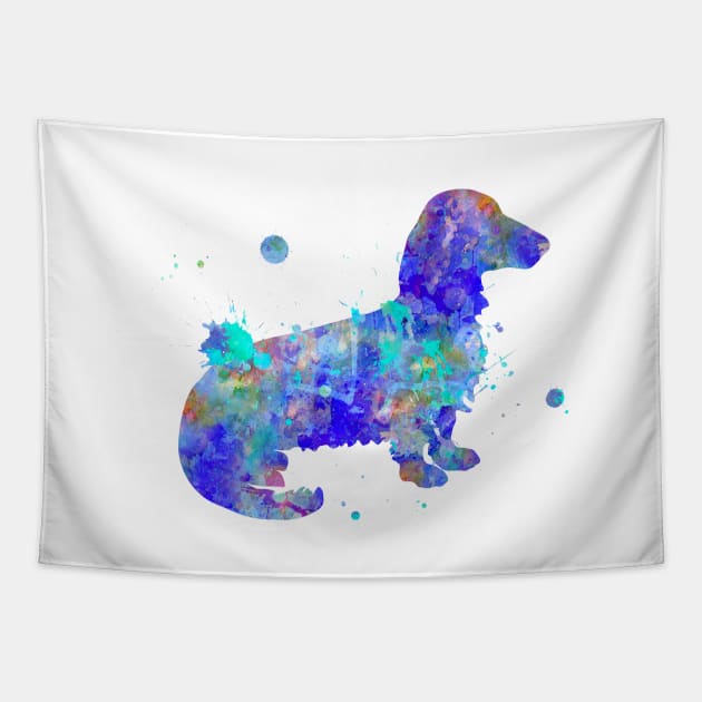 Long Haired Dachshund Watercolor Painting 2 Tapestry by Miao Miao Design