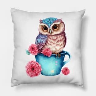 owl Blue Pillow