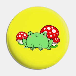 Cute Frog & Mushrooms Cottagecore Nature Pin