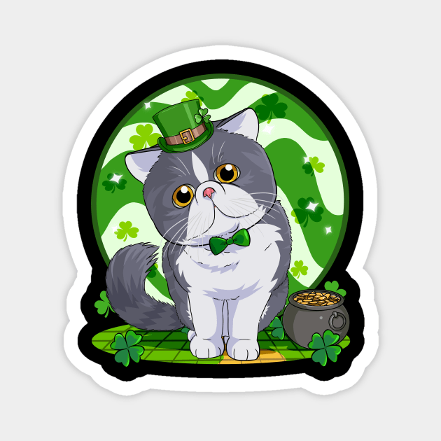 American Shorthair Cat Saint Patricks Leprechaun Magnet by Noseking