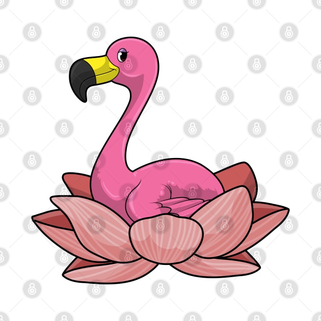 Flamingo with Lotus flower by Markus Schnabel