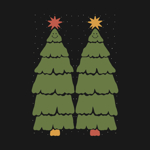 Smiling Christmas Trees by JunkyDotCom