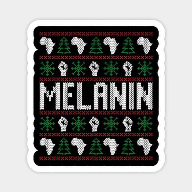 Melanin African American Ugly Christmas Sweater Magnet by mcoshop