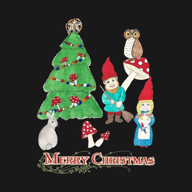 Gnome Merry Christmas Vintage Retro Holiday Design by RedThorThreads