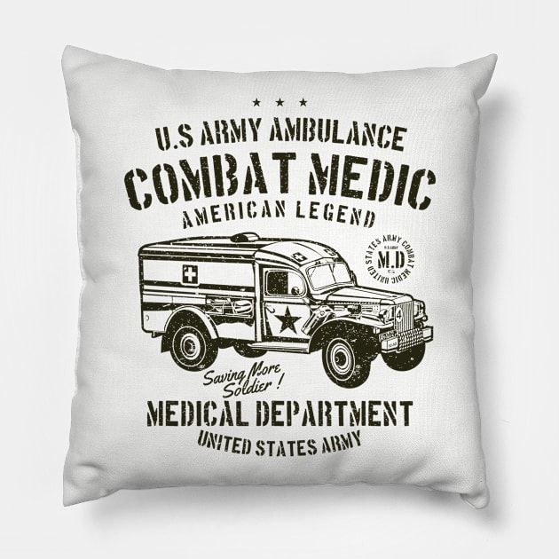 US Army Ambulance Pillow by Rebus28