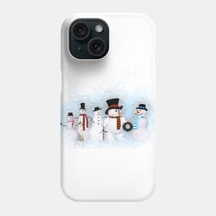 Five Snowmen In The Snow Phone Case