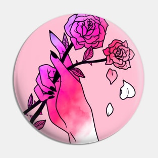 hand & rose Pin