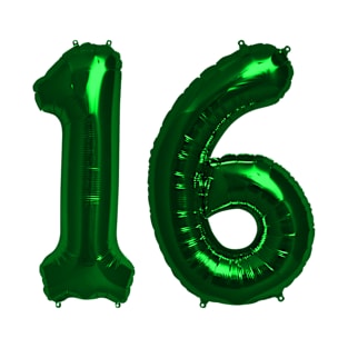 Bright Green 16th Birthday Metallic Helium Balloons Numbers T-Shirt