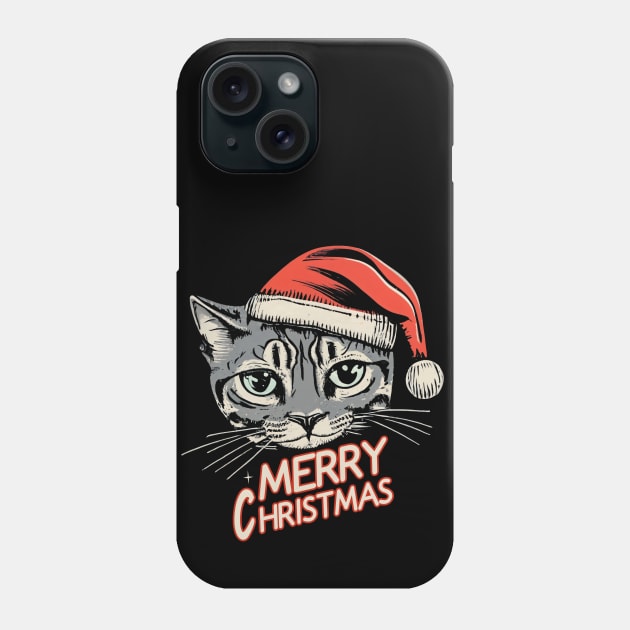 Funny Cat Santa Merry Christmas Vintage Phone Case by fupi